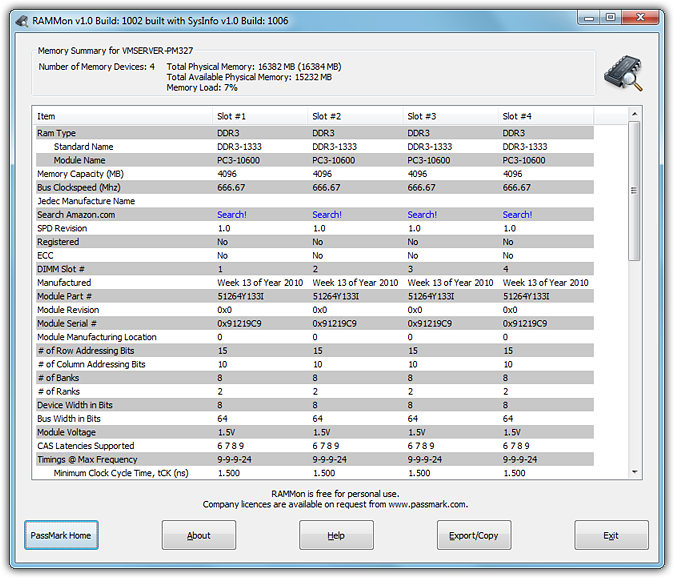 RAMMon is small tool to check ram information